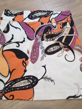 Premise Multicolor Paisley Print Skirt — Orange, Purple, Black, White
